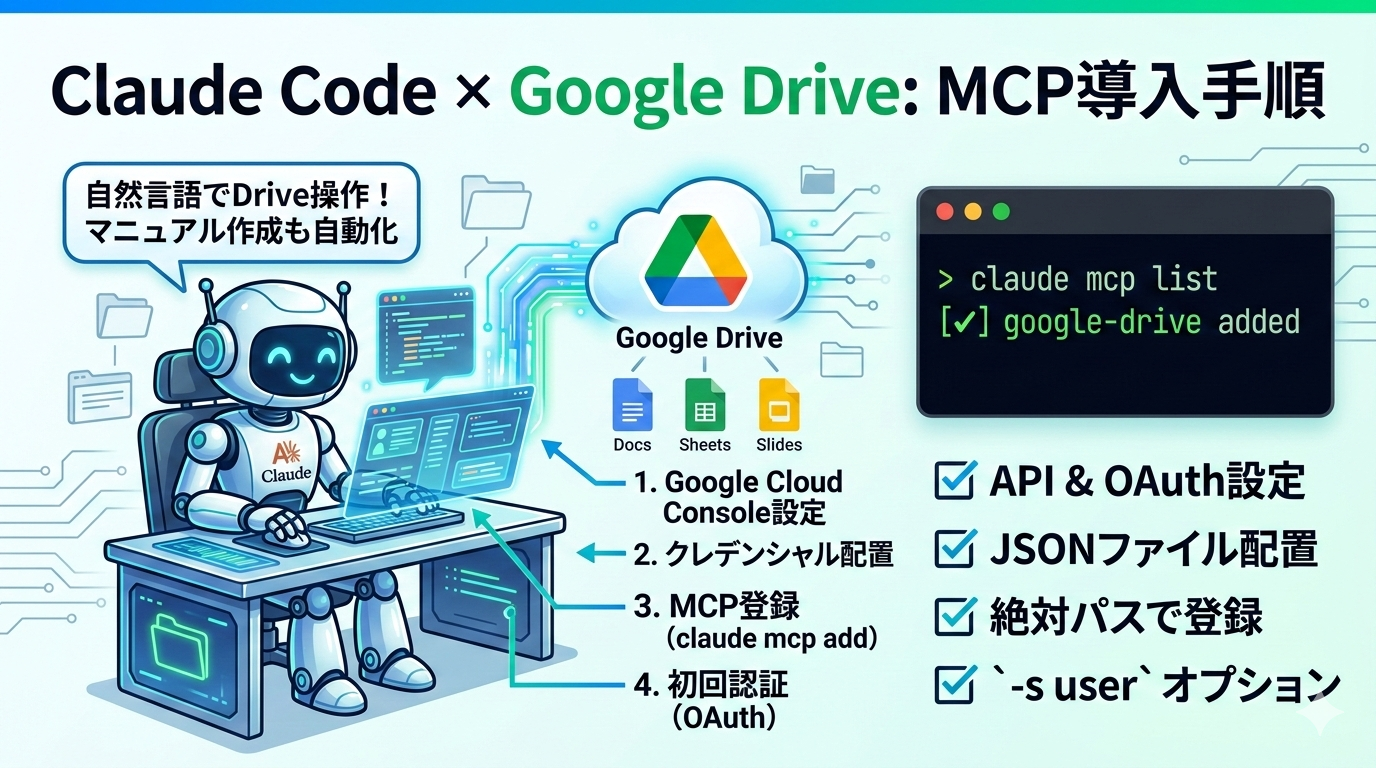 Claude CodeでGoogle DriveのMCPを追加する方法